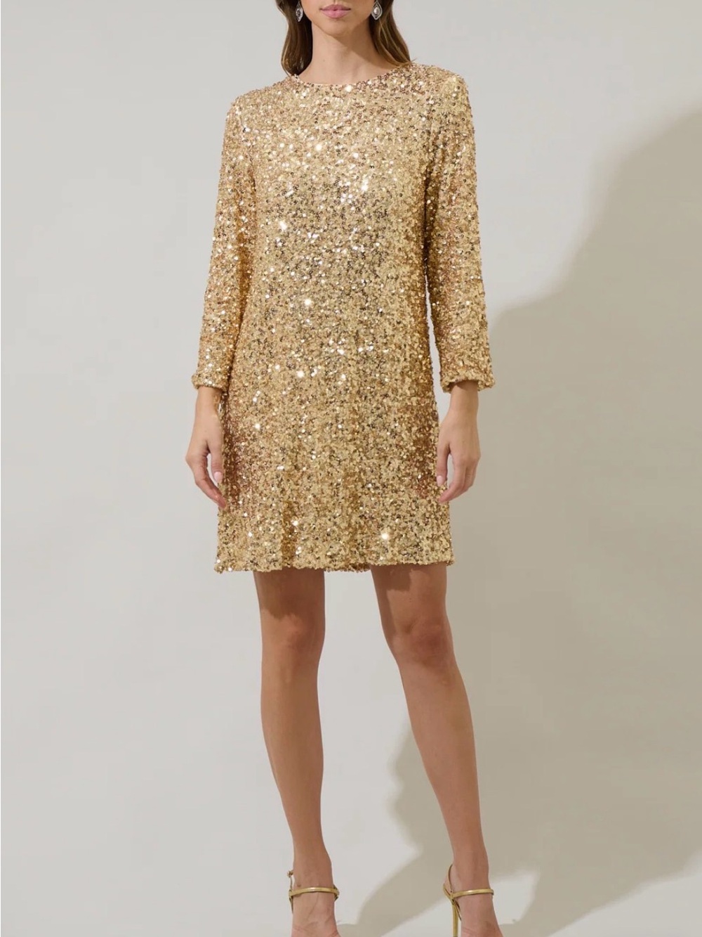 Sugarlips Gold Sequin Long-Sleeve Mini Dress